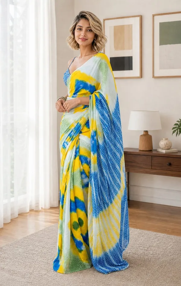 Leelavati_Printed_Floral_Print_Geometric_Print_Blocked_Printed_Woven_Daily_Wear_Pure_Cotton_Saree_Yellow