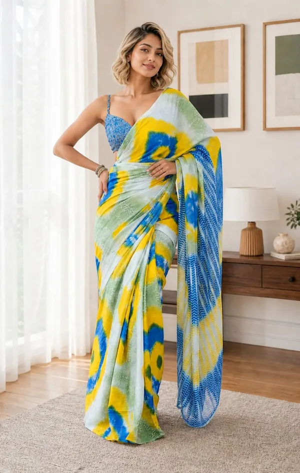 Leelavati_Printed_Floral_Print_Geometric_Print_Blocked_Printed_Woven_Daily_Wear_Pure_Cotton_Saree_Yellow