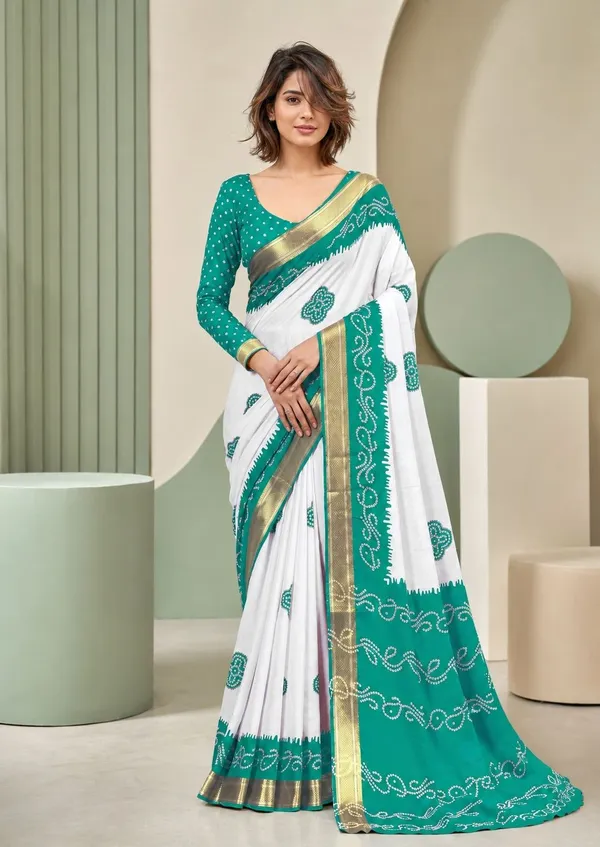 Leelavati_Printed_Blocked_Printed_Woven_Bandhani_Pure_Cotton_Saree_Green