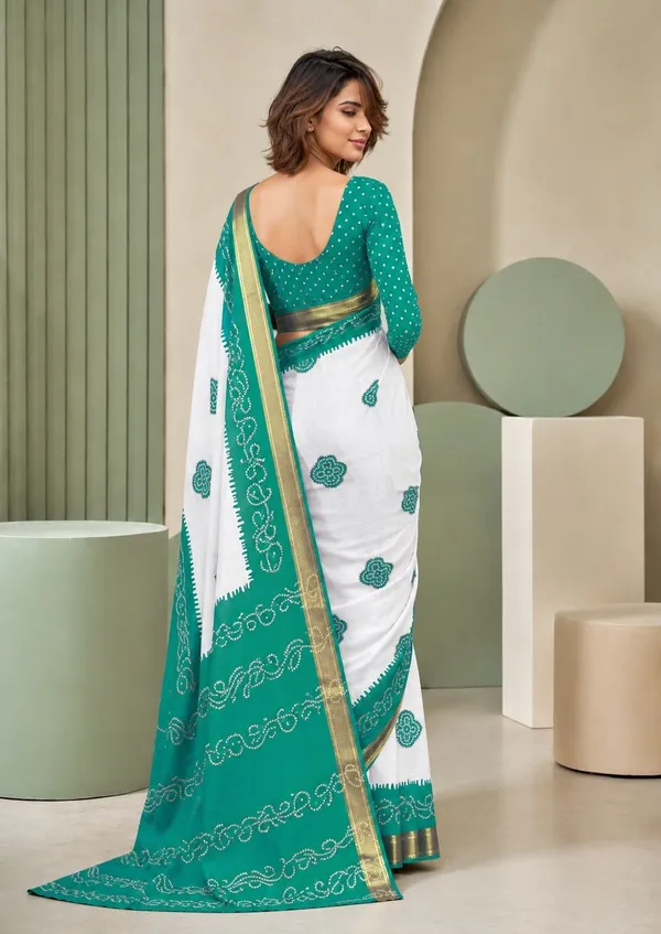 Leelavati_Printed_Blocked_Printed_Woven_Bandhani_Pure_Cotton_Saree_Green