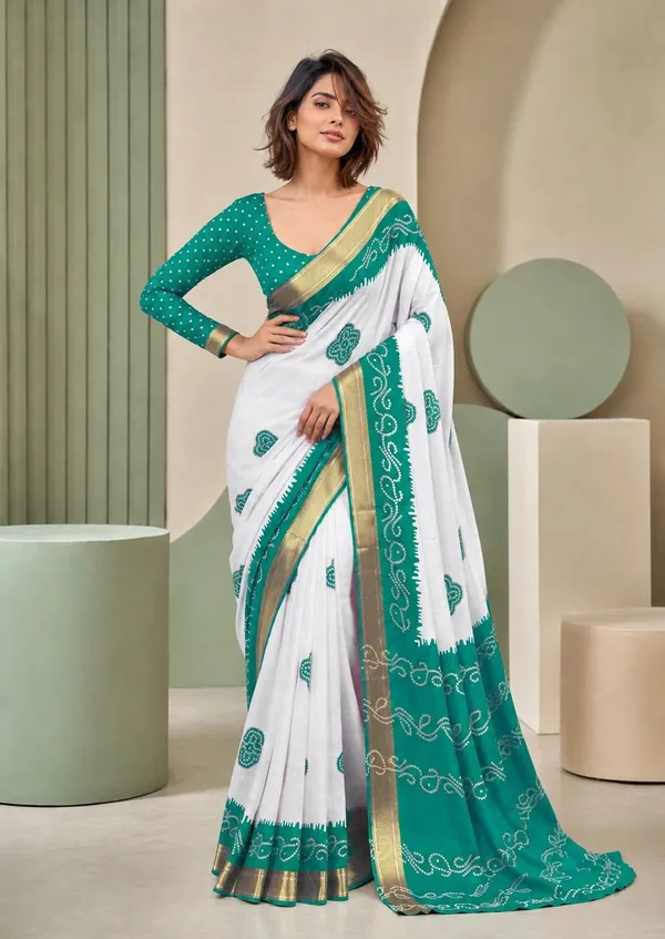 Leelavati_Printed_Blocked_Printed_Woven_Bandhani_Pure_Cotton_Saree_Green