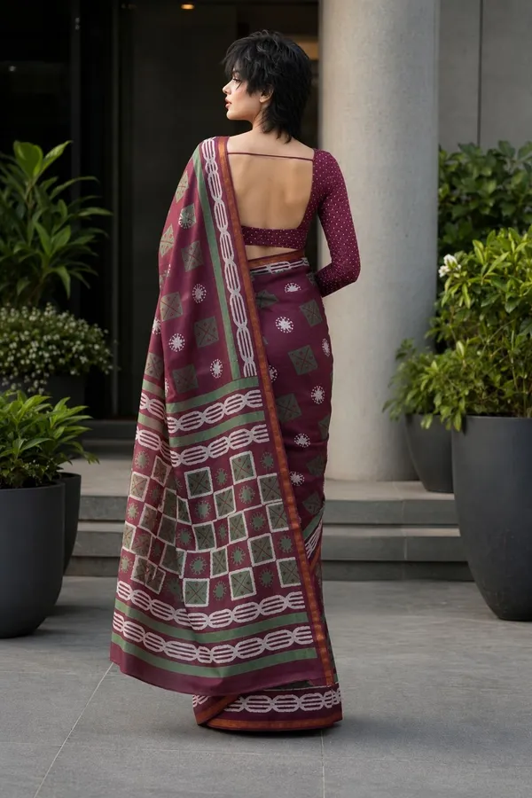 Leelavati_Printed_Floral_Print_Geometric_Print_Blocked_Printed_Woven_Daily_Wear_Pure_Cotton_Saree_Purple