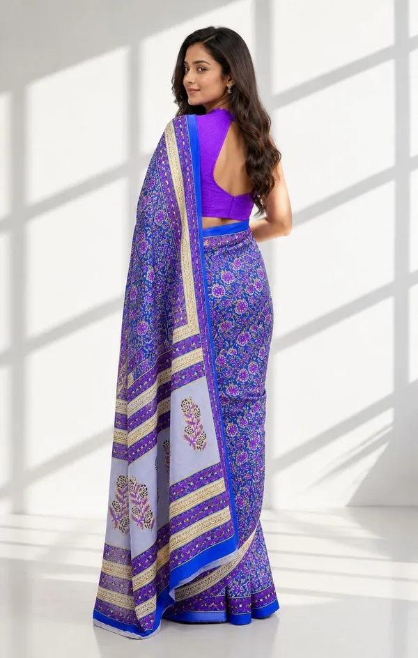 Leelavati_Printed_Floral_Print_Geometric_Print_Blocked_Printed_Woven_Daily_Wear_Pure_Cotton_Saree_Purple