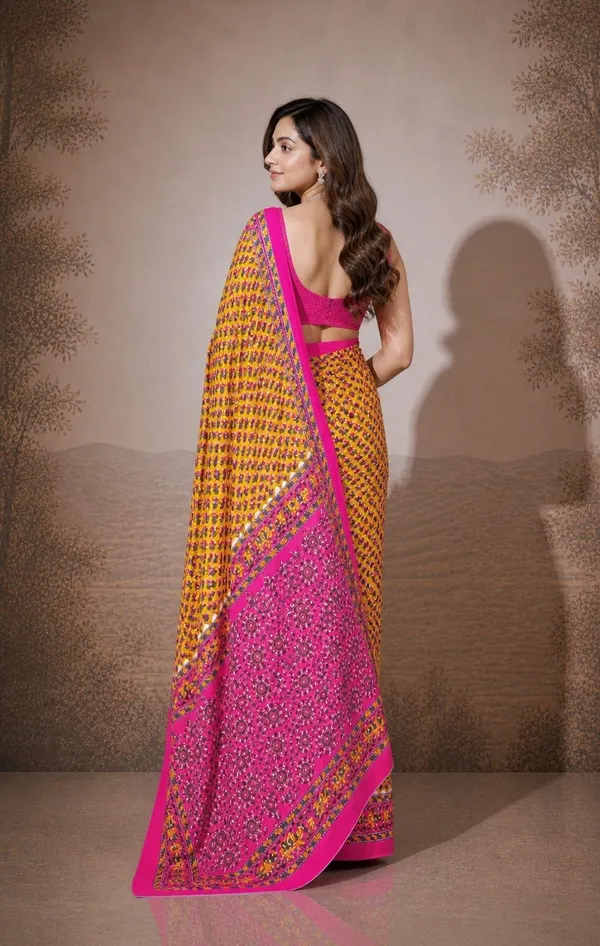 Leelavati_Printed_Floral_Print_Geometric_Print_Blocked_Printed_Woven_Daily_Wear_Pure_Cotton_Saree_Yellow