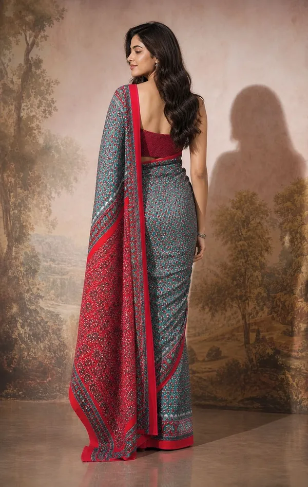 Leelavati_Printed_Floral_Print_Geometric_Print_Blocked_Printed_Woven_Daily_Wear_Pure_Cotton_Saree_Grey
