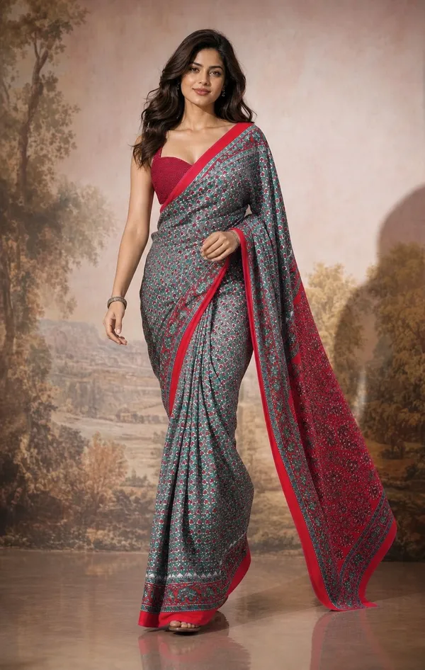 Leelavati_Printed_Floral_Print_Geometric_Print_Blocked_Printed_Woven_Daily_Wear_Pure_Cotton_Saree_Grey