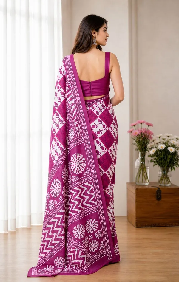 Leelavati_Printed_Floral_Print_Geometric_Print_Blocked_Printed_Woven_Daily_Wear_Pure_Cotton_Saree_Pink