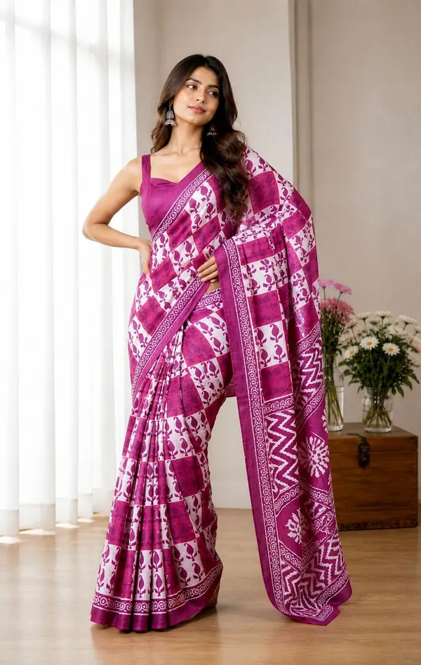 Leelavati_Printed_Floral_Print_Geometric_Print_Blocked_Printed_Woven_Daily_Wear_Pure_Cotton_Saree_Pink