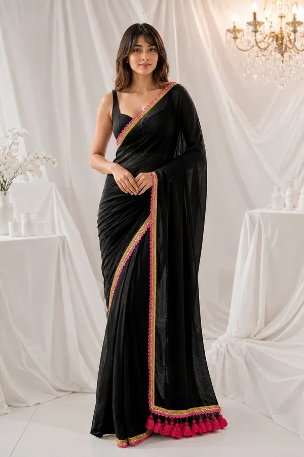 Leelavati_Embroidered_Self_Design_Solid/Plain_Bollywood_Pure_Cotton_Saree_Black