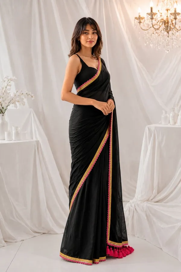 Leelavati_Embroidered_Self_Design_Solid/Plain_Bollywood_Pure_Cotton_Saree_Black
