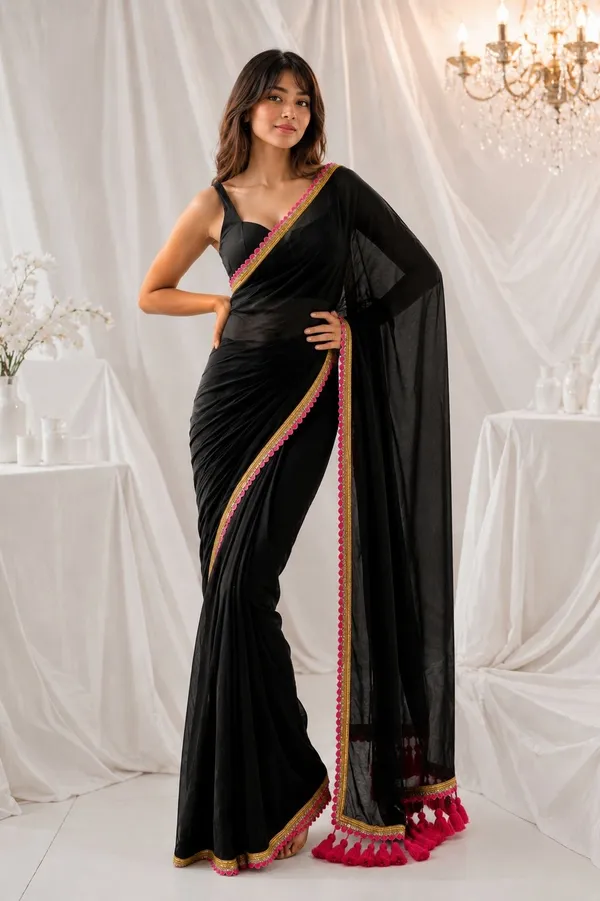 Leelavati_Embroidered_Self_Design_Solid/Plain_Bollywood_Pure_Cotton_Saree_Black