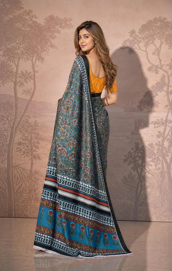Leelavati_Printed_Floral_Print_Geometric_Print_Blocked_Printed_Woven_Daily_Wear_Pure_Cotton_Saree_Light_Blue