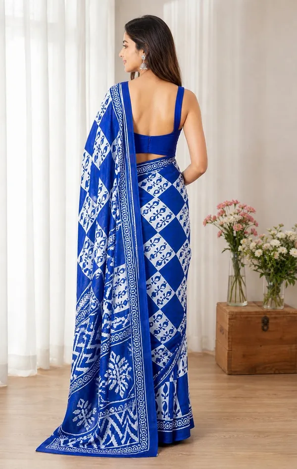 Leelavati_Printed_Floral_Print_Geometric_Print_Blocked_Printed_Woven_Daily_Wear_Pure_Cotton_Saree_Blue