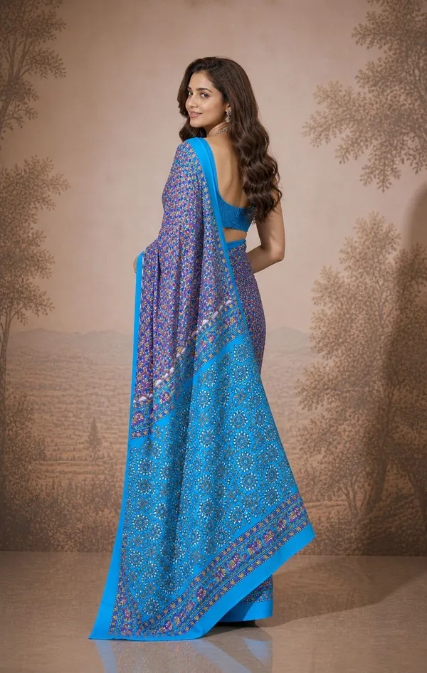 Leelavati_Printed_Floral_Print_Geometric_Print_Blocked_Printed_Woven_Daily_Wear_Pure_Cotton_Saree_Purple