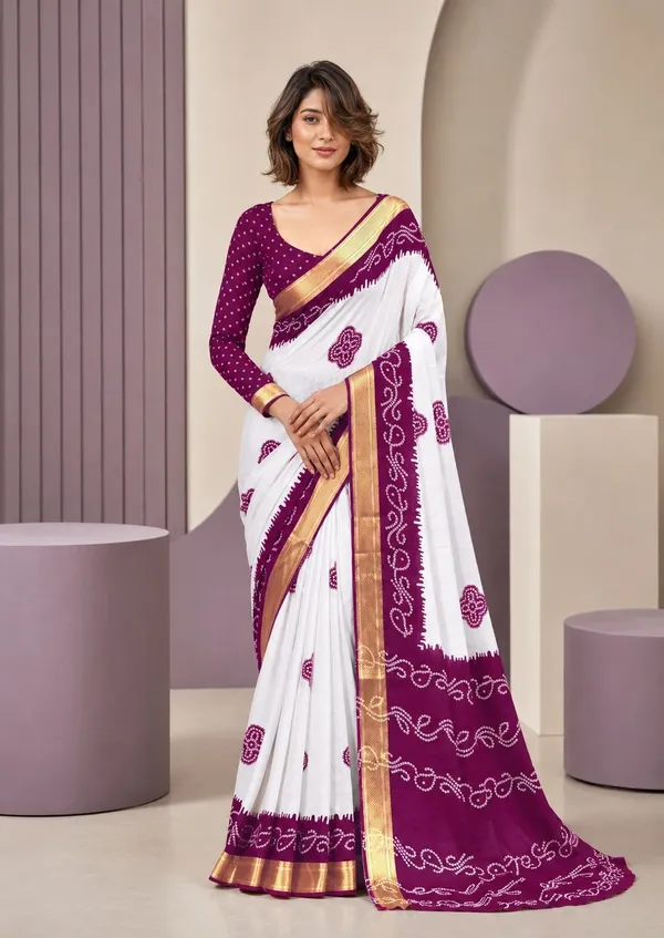 Leelavati_Printed_Blocked_Printed_Woven_Bandhani_Pure_Cotton_Saree_Purple