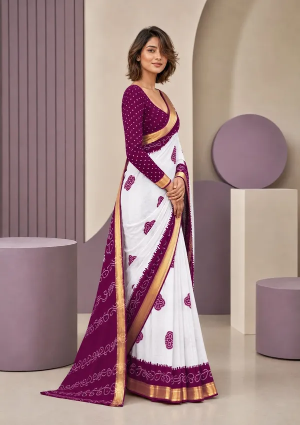 Leelavati_Printed_Blocked_Printed_Woven_Bandhani_Pure_Cotton_Saree_Purple
