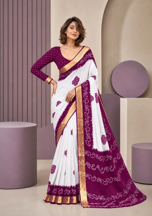 Leelavati_Printed_Blocked_Printed_Woven_Bandhani_Pure_Cotton_Saree_Purple