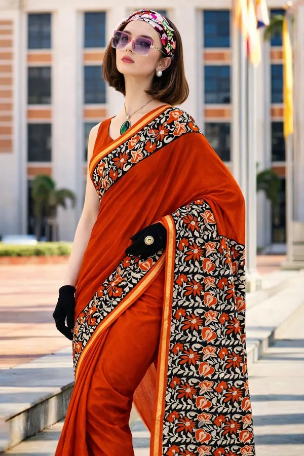 Leelavati_Printed_Floral_Print_Geometric_Print_Blocked_Printed_Woven_Daily_Wear_Pure_Cotton_Saree_Red