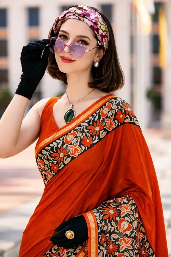 Leelavati_Printed_Floral_Print_Geometric_Print_Blocked_Printed_Woven_Daily_Wear_Pure_Cotton_Saree_Red