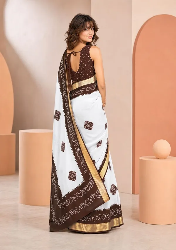 Leelavati_Printed_Blocked_Printed_Woven_Bandhani_Pure_Cotton_Saree_Brown
