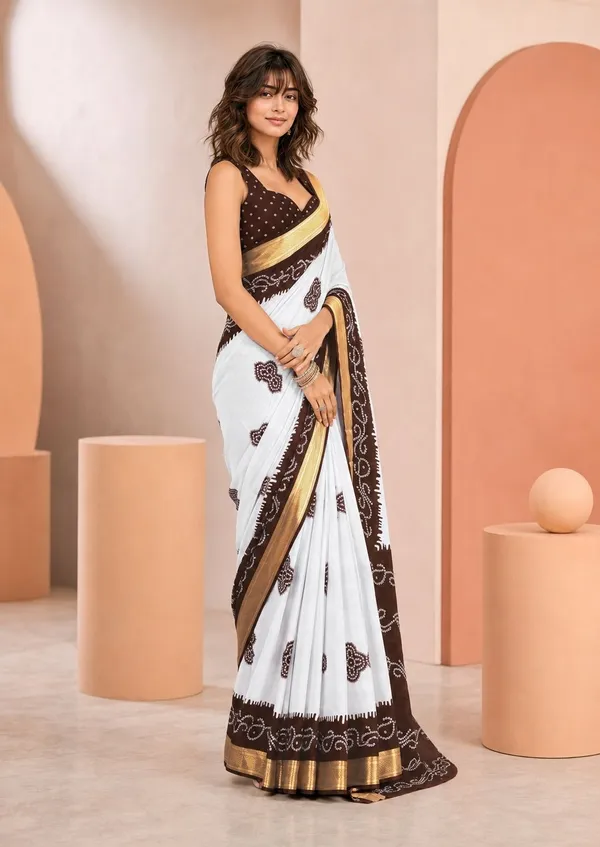 Leelavati_Printed_Blocked_Printed_Woven_Bandhani_Pure_Cotton_Saree_Brown