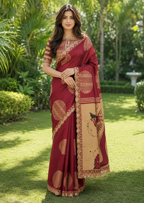 Leelavati_Embellished_Embroidered_Printed_Blocked_Printed_Daily_Wear_Pure_Cotton_Saree_Red