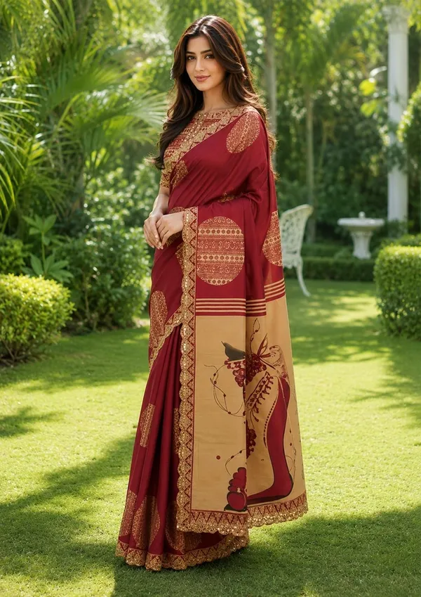 Leelavati_Embellished_Embroidered_Printed_Blocked_Printed_Daily_Wear_Pure_Cotton_Saree_Red
