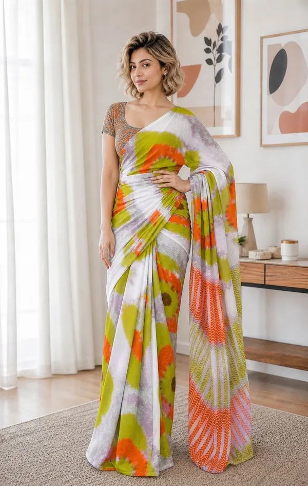 Leelavati_Printed_Floral_Print_Geometric_Print_Blocked_Printed_Woven_Daily_Wear_Pure_Cotton_Saree_Green