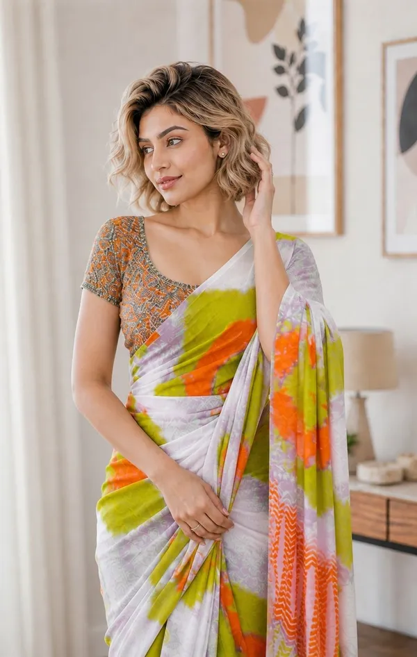 Leelavati_Printed_Floral_Print_Geometric_Print_Blocked_Printed_Woven_Daily_Wear_Pure_Cotton_Saree_Green