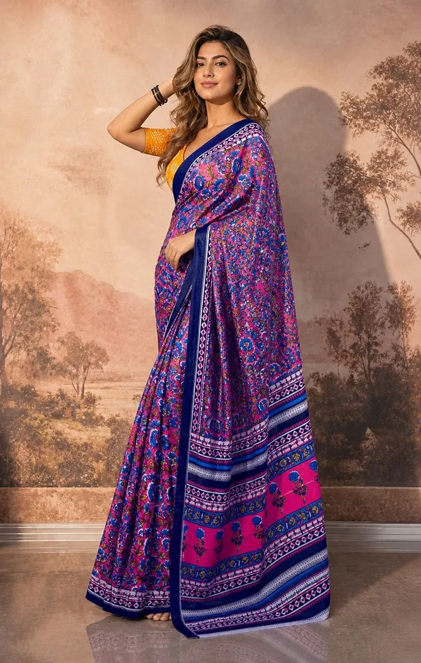 Leelavati_Printed_Floral_Print_Geometric_Print_Blocked_Printed_Woven_Daily_Wear_Pure_Cotton_Saree_Pink