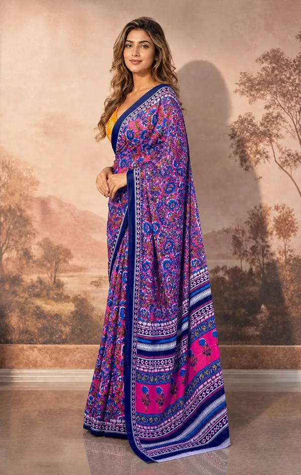 Leelavati_Printed_Floral_Print_Geometric_Print_Blocked_Printed_Woven_Daily_Wear_Pure_Cotton_Saree_Pink