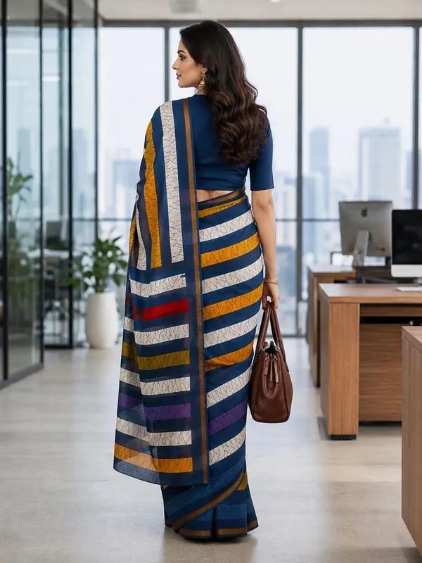Leelavati_Printed_Floral_Print_Geometric_Print_Blocked_Printed_Woven_Daily_Wear_Pure_Cotton_Saree_Multicolor