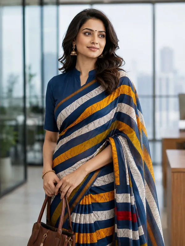 Leelavati_Printed_Floral_Print_Geometric_Print_Blocked_Printed_Woven_Daily_Wear_Pure_Cotton_Saree_Multicolor