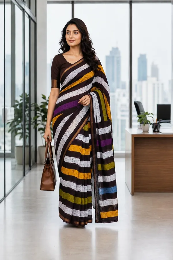 Leelavati_Printed_Floral_Print_Geometric_Print_Blocked_Printed_Woven_Daily_Wear_Pure_Cotton_Saree_Multicolor