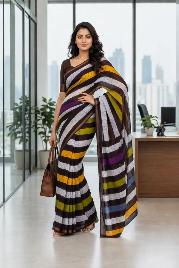 Leelavati_Printed_Floral_Print_Geometric_Print_Blocked_Printed_Woven_Daily_Wear_Pure_Cotton_Saree_Multicolor