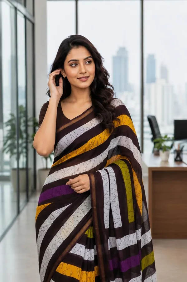 Leelavati_Printed_Floral_Print_Geometric_Print_Blocked_Printed_Woven_Daily_Wear_Pure_Cotton_Saree_Multicolor