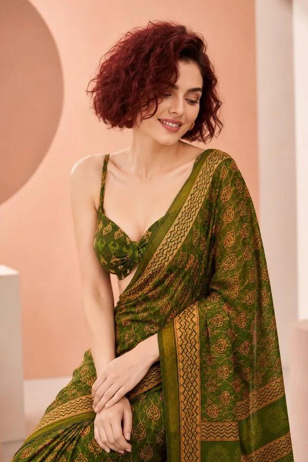 Leelavati_Printed_Floral_Print_Geometric_Print_Blocked_Printed_Woven_Daily_Wear_Pure_Cotton_Saree_Green