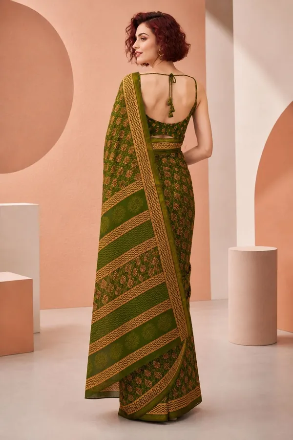 Leelavati_Printed_Floral_Print_Geometric_Print_Blocked_Printed_Woven_Daily_Wear_Pure_Cotton_Saree_Green