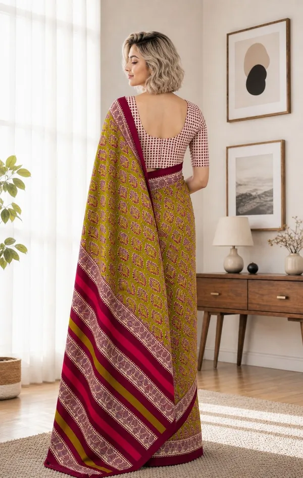 Leelavati_Printed_Floral_Print_Geometric_Print_Blocked_Printed_Woven_Daily_Wear_Pure_Cotton_Saree_Green