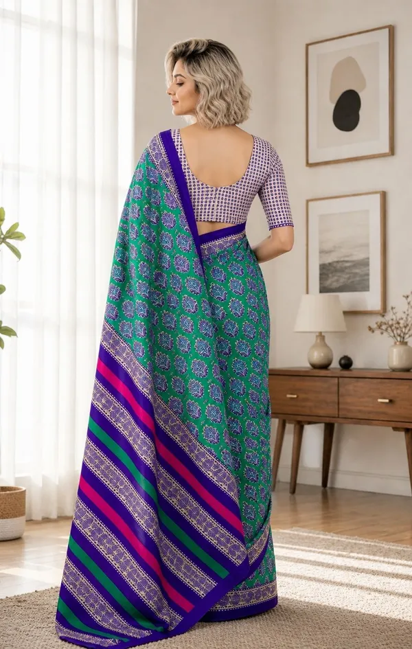 Leelavati_Printed_Floral_Print_Geometric_Print_Blocked_Printed_Woven_Daily_Wear_Pure_Cotton_Saree_Light_Green