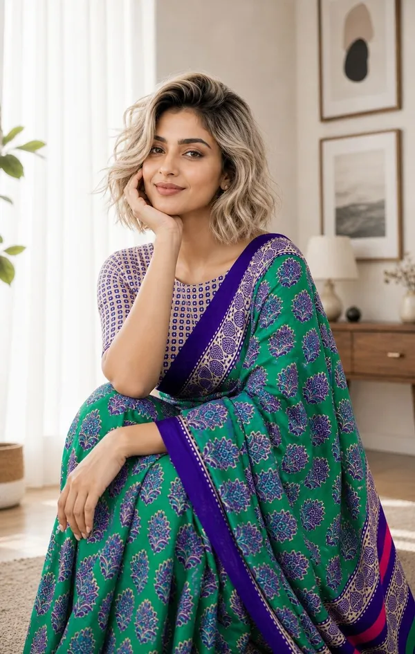 Leelavati_Printed_Floral_Print_Geometric_Print_Blocked_Printed_Woven_Daily_Wear_Pure_Cotton_Saree_Light_Green