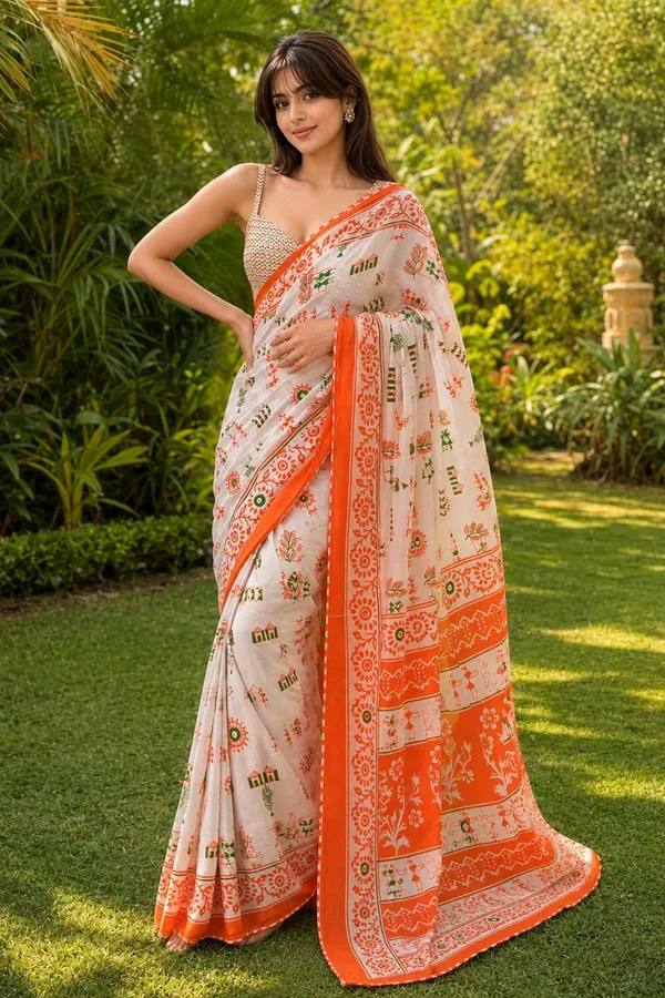 Leelavati_Printed_Floral_Print_Geometric_Print_Blocked_Printed_Woven_Embellished_Daily_Wear_Pure_Cotton_Saree_Multicolor