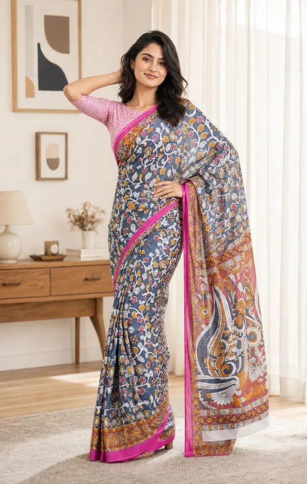 Leelavati_Printed_Floral_Print_Geometric_Print_Blocked_Printed_Woven_Daily_Wear_Pure_Cotton_Saree_Grey
