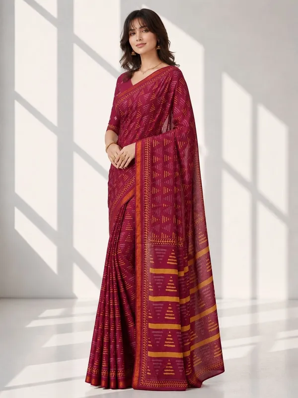 Leelavati_Printed_Floral_Print_Geometric_Print_Blocked_Printed_Woven_Daily_Wear_Pure_Cotton_Saree_Pink