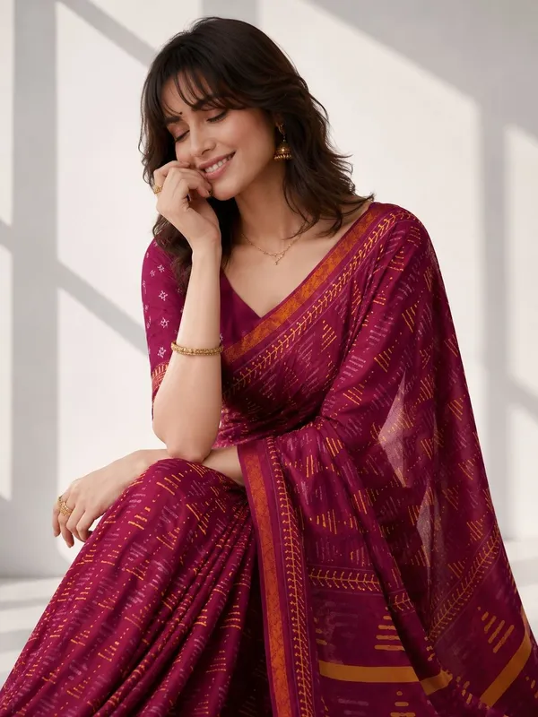 Leelavati_Printed_Floral_Print_Geometric_Print_Blocked_Printed_Woven_Daily_Wear_Pure_Cotton_Saree_Pink