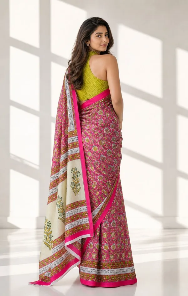 Leelavati_Printed_Floral_Print_Geometric_Print_Blocked_Printed_Woven_Daily_Wear_Pure_Cotton_Saree_Pink