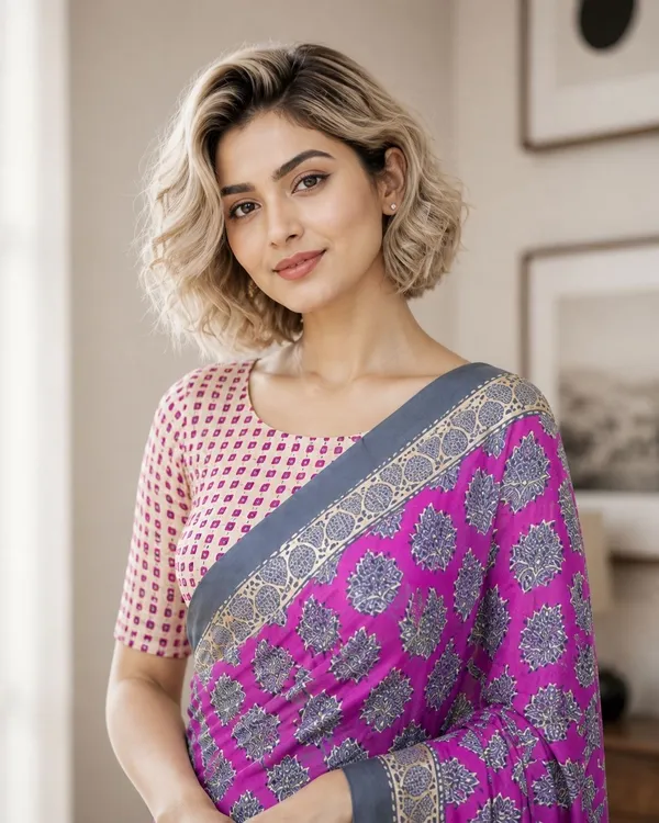Leelavati_Printed_Floral_Print_Geometric_Print_Blocked_Printed_Woven_Daily_Wear_Pure_Cotton_Saree_Purple