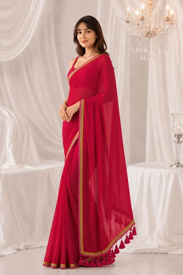 Leelavati_Embroidered_Self_Design_Solid/Plain_Bollywood_Pure_Cotton_Saree_Red