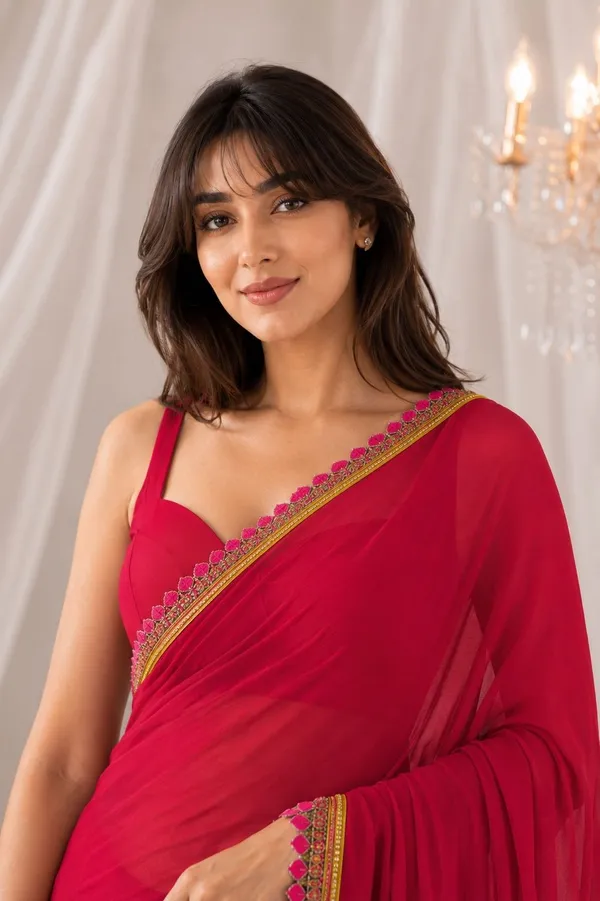 Leelavati_Embroidered_Self_Design_Solid/Plain_Bollywood_Pure_Cotton_Saree_Red