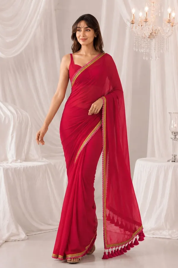 Leelavati_Embroidered_Self_Design_Solid/Plain_Bollywood_Pure_Cotton_Saree_Red